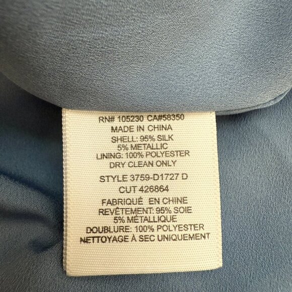 Joie Makana D Silk Floral Mini Dress Women's Medium Hyacinth Blue Metallic Party - Picture 14 of 14